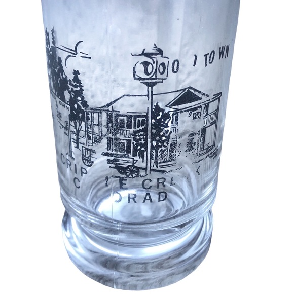 Rare Pair of Cripple Creek Colorado Glass Beer Mugs with Black Etch of Old Town - Picture 9 of 9